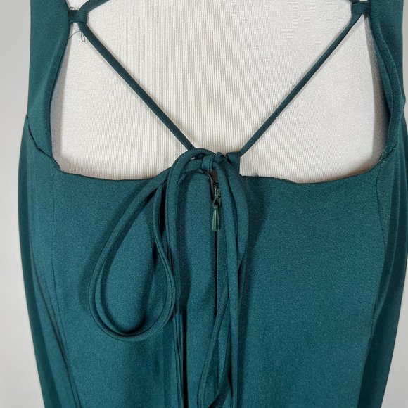 Jenny Yoo Collection Size 10 Green Dress Gown Strappy Tie Back - Picture 4 of 11